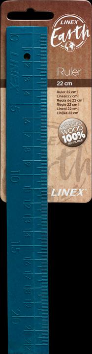 Linex Ruler earth rewood, recycled wood, 22 cm, blue (220 mm)