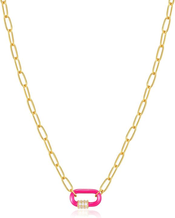 Produktbild Ania Haie Halskette Neon Pink Enamel 925 Sterling Silber (Emaille, 925er Silber, 40 cm)