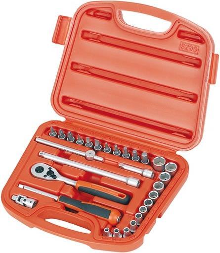 Immagine prodotto Bahco 1/4"-Steckschlüssel-Satz, metrisch, Sechskant, inklusive Umschaltknarre und Schraubendreher-Einsät (1/4")
