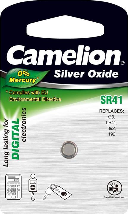 Immagine prodotto Camelion Batteria SR41 all'ossido d'argento (1 pezzo) (1 pz., LR41, 40 mAh)