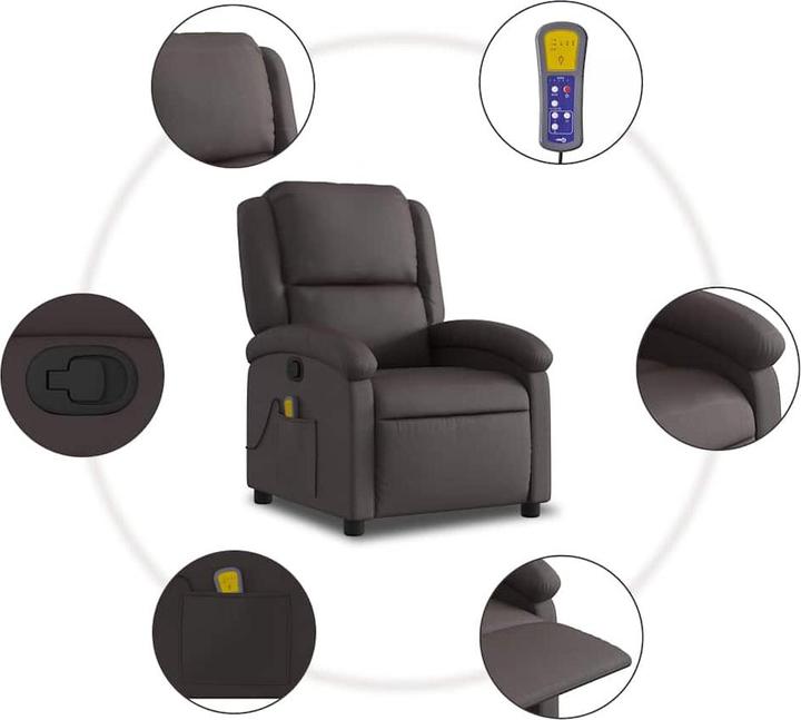 Immagine prodotto VidaXL Sedia da massaggio in vera pelle marrone scuro, colore