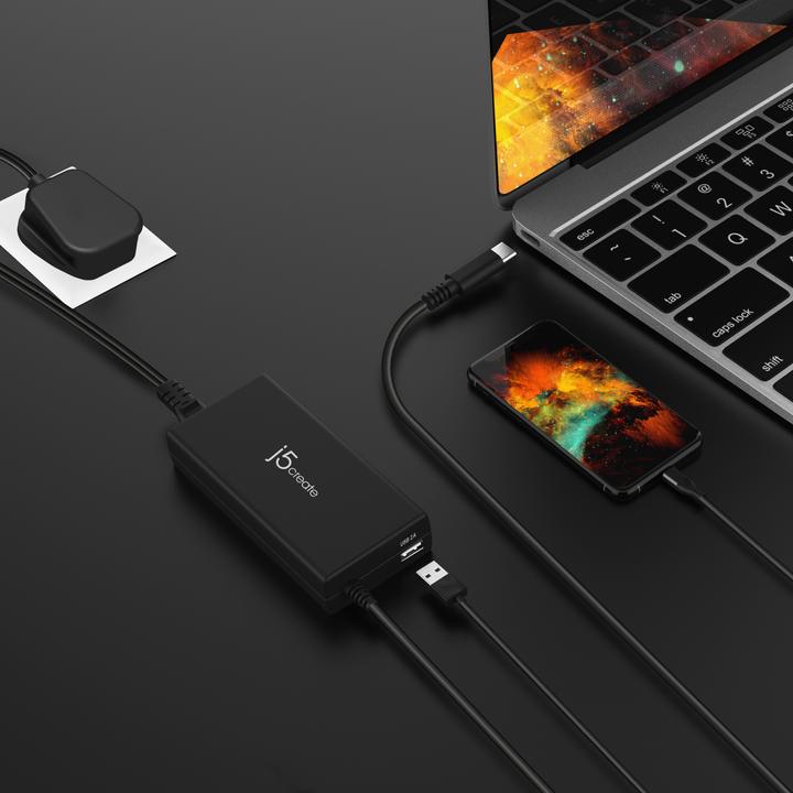 Image du produit j5Create JUP2290C 100W PD USB-C® Super Charger - EU, Black, includes 1.2 m cable, Universal, Indoor (100 W)