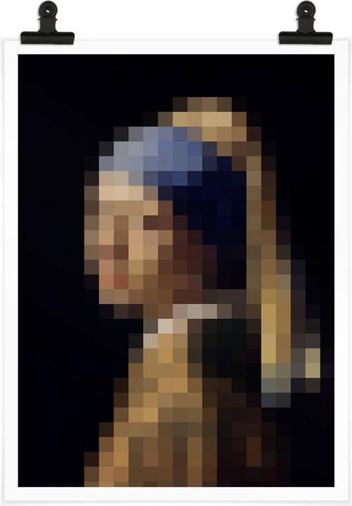 Produktbild Trenddeko Pixelart - Vermeer - Das Mädchen mit dem Perlenohrring (120 x 150 cm)