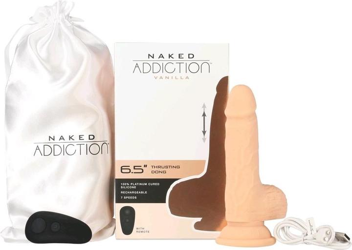Image du produit Naked Addiction Thrusting Dong avec télécommande 16,5 cm Vanille