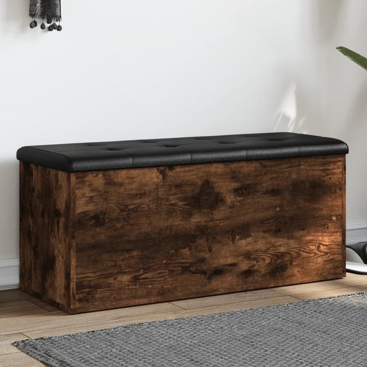 Actual product image VidaXL Bench with storage space smoked oak 102x42x45 cm (102 cm)