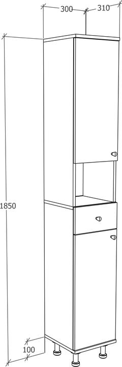 Actual product image VCM Wooden Bathroom Furniture Tall Cabinet Bathroom Cabinet Bathroom Drawer Shelf Nilosi (30 x 31 x 185 cm)