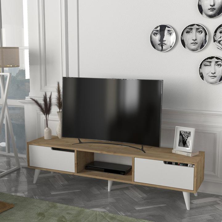 Produktbild En.Casa Fernsehschrank Kullila 160x35x40 cm Eicheoptik/Weiss (160 x 35 x 40 cm)
