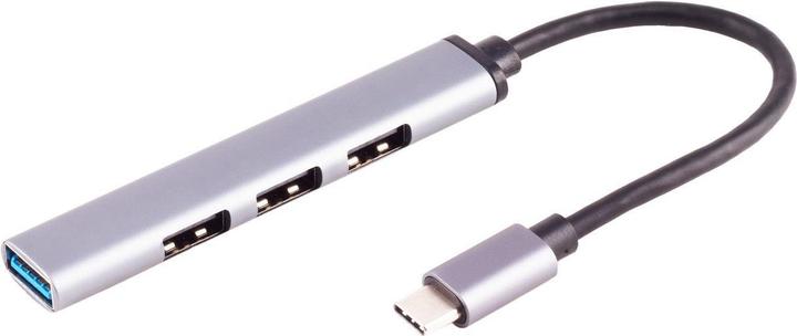 Shiverpeaks S/CONN maximum connectivity Hub USB-C, 3.0, 4x USB-A, ALU, slim, 0,12m (4 Ports)