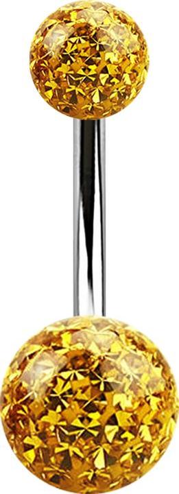 Produktbild Star Piercing Banane silber mit zwei Kristall Kugeln topaz Epoxy Schutzschicht (ohne Messing, Chirurgenstahl 316L)