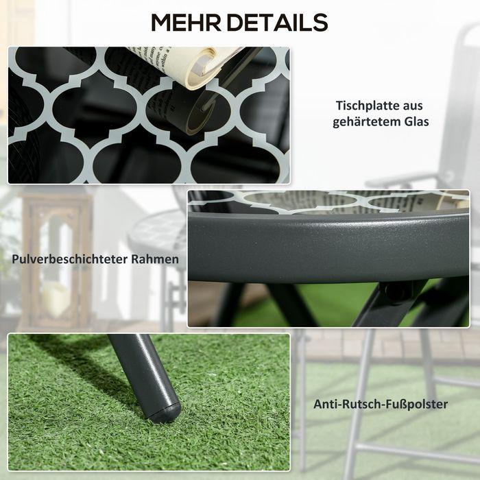 Immagine prodotto Swisshandel24 Tavolino pieghevole, tavolo pieghevole da esterno, tavolo da giardino con piano in vetro temperato (45 cm)