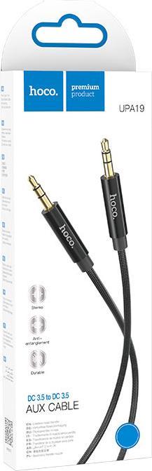 Actual product image Hoco - Audio Cable (UPA19) - Jack 3.5mm to Jack 3.5mm, 1m - Black (1 m)