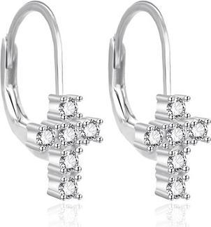Agato Silver Dangle Earrings Cross Agt-E110lw