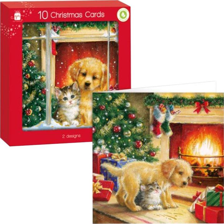 Produktbild IG Design Kätzchen und Welpen Weihnachtskarte 10erPack Quadratisch (10 Stk.)