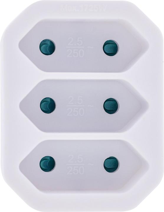 Produktbild InLine Steckdosenadapter, CEE7/17 an 3x Eurobuchse, mit erhöhtem Berührungsschutz, weiss (3 x)