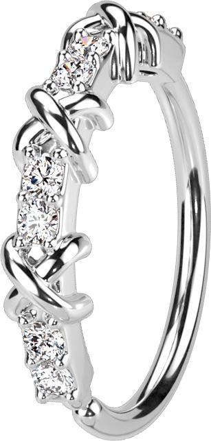 Star Piercing Micro Piercing Ring silber Kristalle und drei Kreuze (Messing)