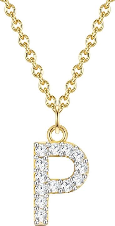 Produktbild Glanzstücke München Damen Buchstabe P Sterling Silber Zirkonia Gelbgold 45,0 cm Basiskette + 5,0 cm Verlängerung - 32086 (Sterling Silber, 40 - 45 cm)