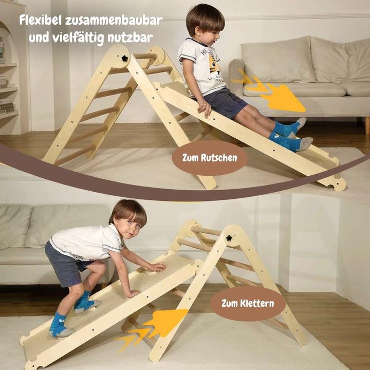 Produktbild Hermex 3-tlg. Holzklettergerüst Indoor-Kletterdreieck Schaukel Kletterbogen