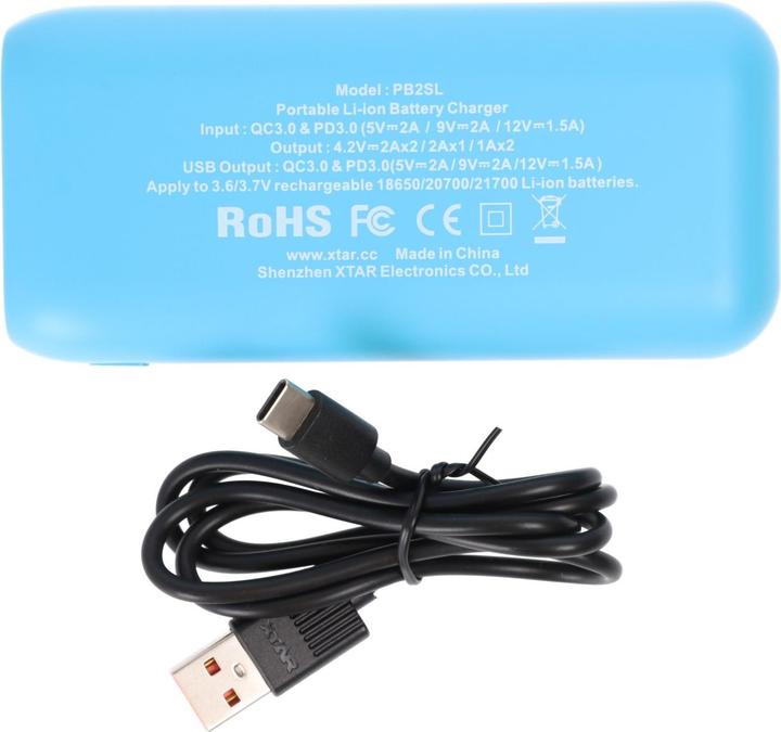 Produktbild Xtar PB2SL 2-fach Ladegerät und Powerbank, für Li-Ionen Akkus, mit Display (Ladegerät ohne Akku)