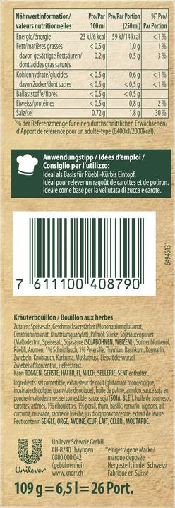 Nährwerte und Zutaten Knorr Kräuter Bouillon