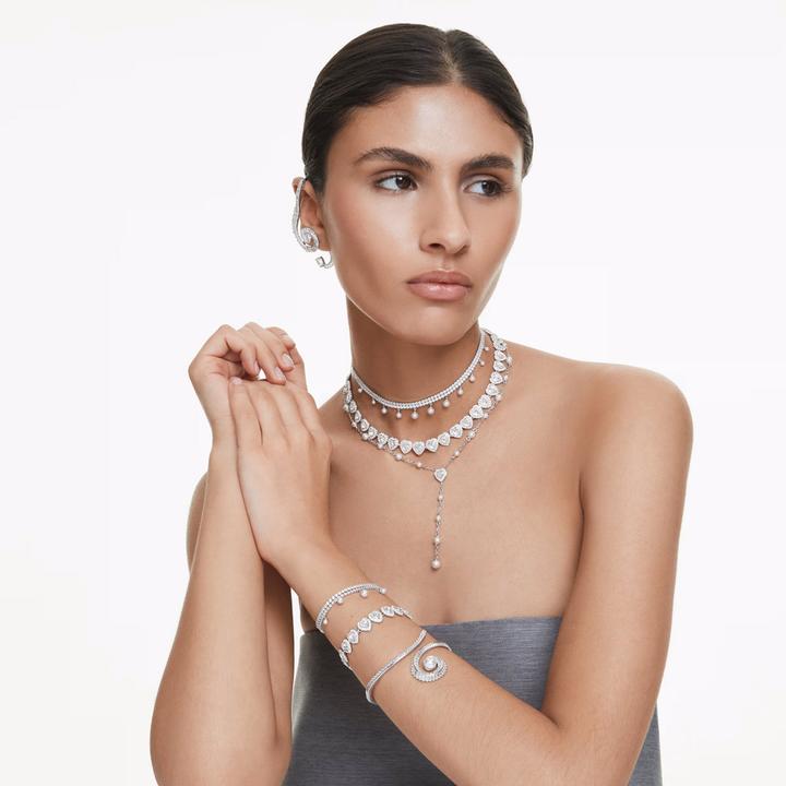 Immagine prodotto Swarovski x Ariana Grande Armband Kristallperle Rundschliff Weiss Rhodiniert (24 cm, Metallo Swarovski)