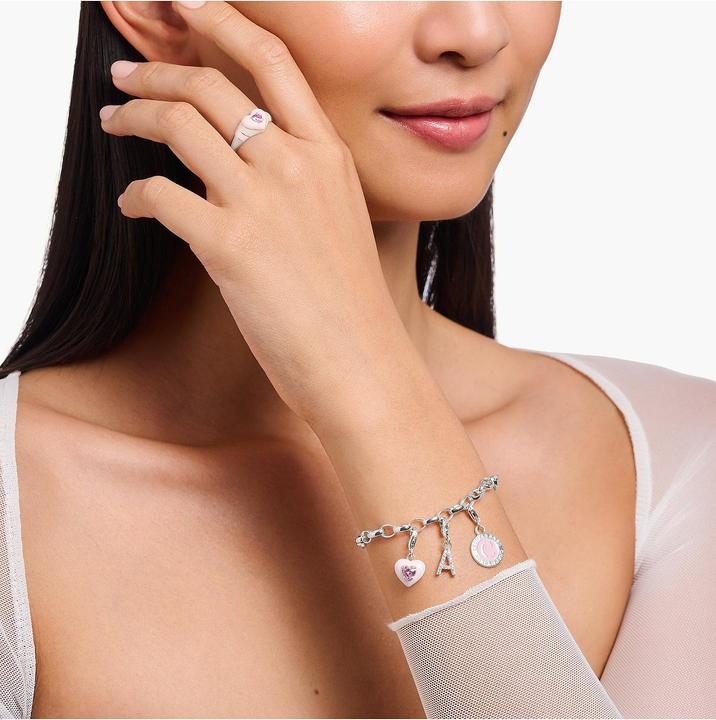 Thomas Sabo Member Charm pinker Charmista Coin Silber (925er Silber, Emaille)