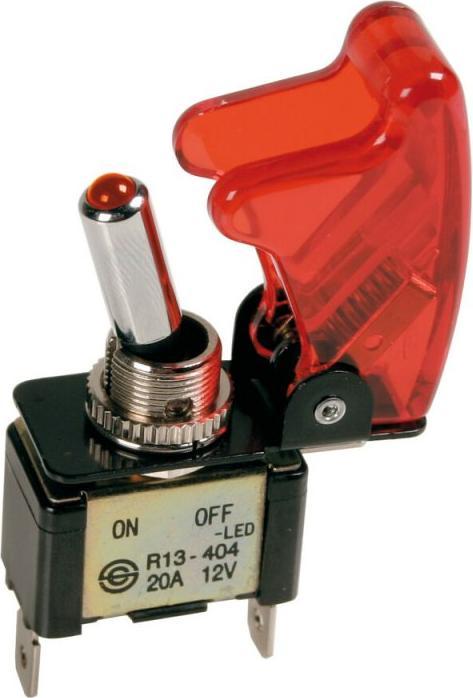 Actual product image Lampa Kippschalter mit Schutzdeckel - 12/24V - Rot - 20A