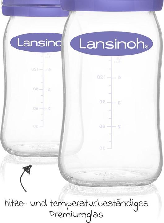Produktbild Lansinoh Babyflaschen Glas-Flasche 2er Pack 160ml mit NaturalWave® Trinksauger (160 ml)