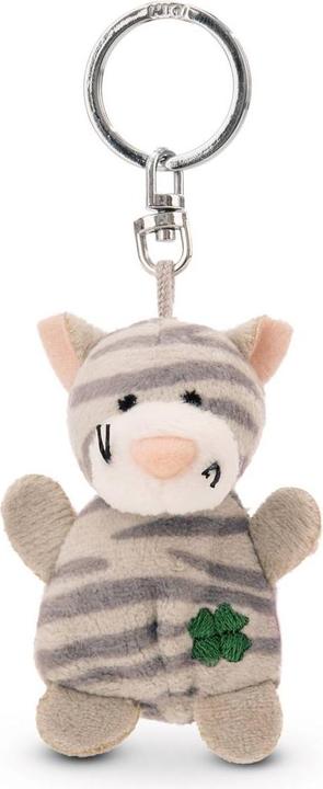 Actual product image Magni NICI Schlüsselanhänger Katze grau gestreift mit Kleeblatt 5cm