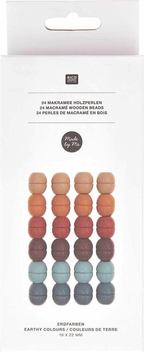Actual product image Rico Design Wooden beads macramé earth colors, 24 pieces