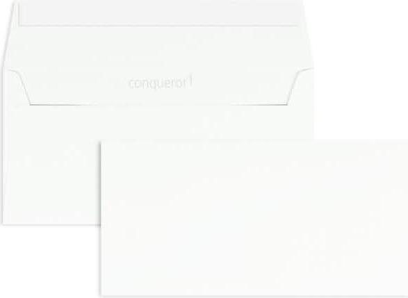 Blanke Briefumschläge Conqueror Smooth Glatt DINlang 120g/qm HK VE=500 St. diamantweiss (110 x 220 mm, 500 x)