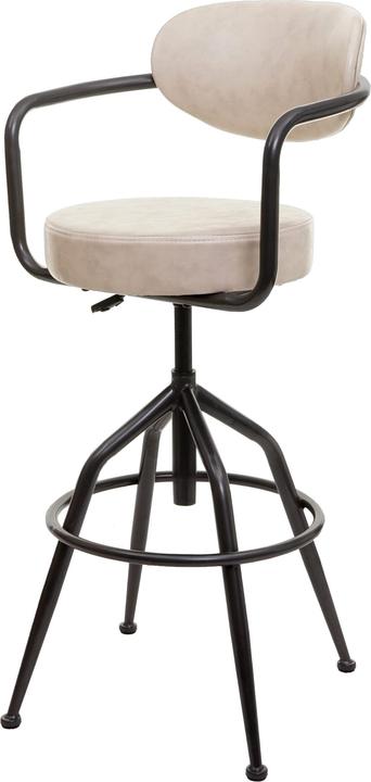 Produktbild Mendler Barhocker HWC-H10f, höhenverstellbar Industrial Wildleder-Optik - vintage beige