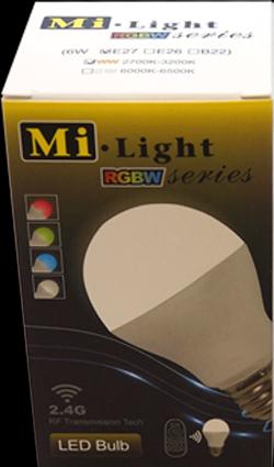 Immagine prodotto Milight Lampadina LED RGB+Bianco caldo 6W (E27, 6 W, 550 lm, 1 x, F)