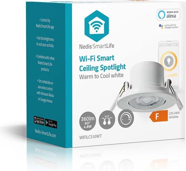 Immagine prodotto Nedis Plafoniera SmartLife | Wi-Fi | Bianco caldo o freddo | Rotonda | Diametro: 52 mm | 68 - 74 m (360 lm)