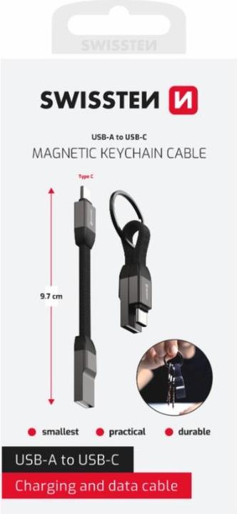 Produktbild Swissten Magnetisches Schlüsselbundkabel USB-A / USB-C 9,7 cm (0.10 m)