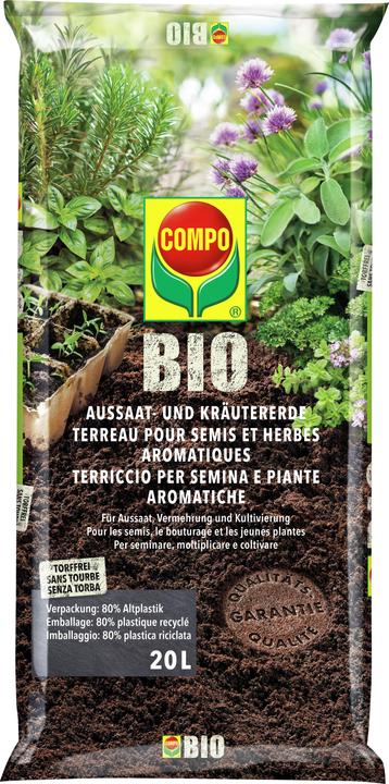 Produktbild Compo Bio Aussaat- und Kräutererde (20 l, Erde ohne Torf)