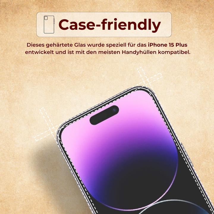 Produktbild Protectorking 3x echtes Tempered 9H Panzerhartglas 3D KLAR (1 Stück, Apple iPhone 15 Plus)