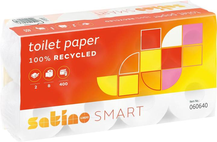 Wepa Carta igienica Satino Smart 060610, 2 veli, confezione da 8 x 8 rotoli (64 x)