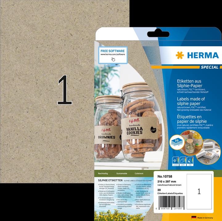 Actual product image HERMA Grass paper labels A4