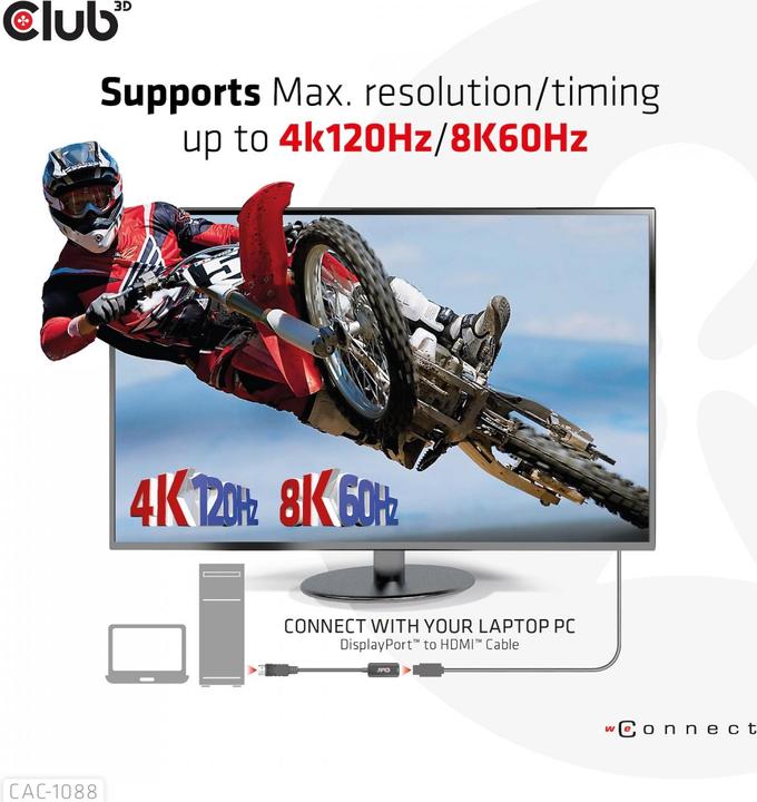 Actual product image Club 3D DisplayPort to (HDMI, 4.90 cm)