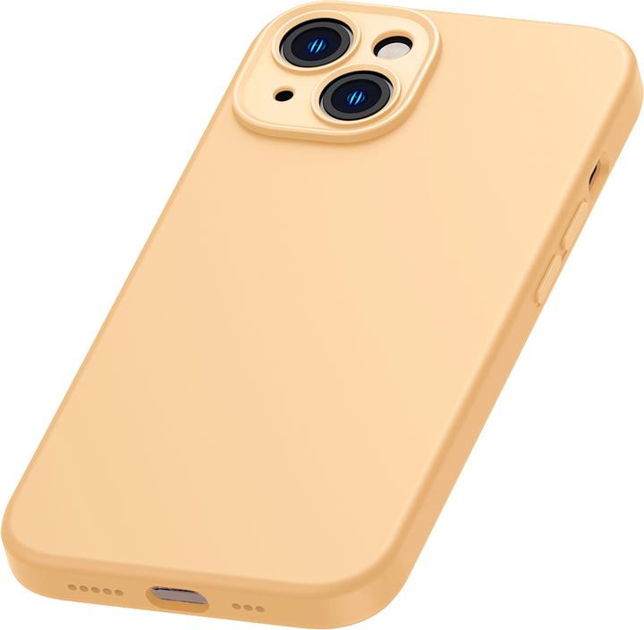 Actual product image Baseus Liquid Silica Gel Case for iPhone 14 Plus (sunglow)+ tempered glass + cleaning kit (Apple iPhone 14 Plus)