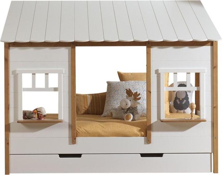 Image du produit Vipack Lit d'appoint avec toit en pin, coffre de rangement inclus (90 x 200 cm)