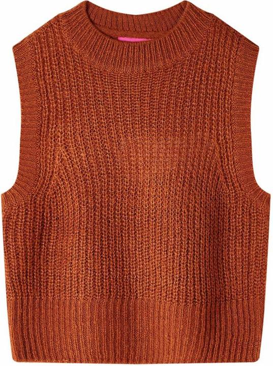VidaXL Kinder-Pulloverweste Gestrickt Cognac 116,Material: 67 (116)