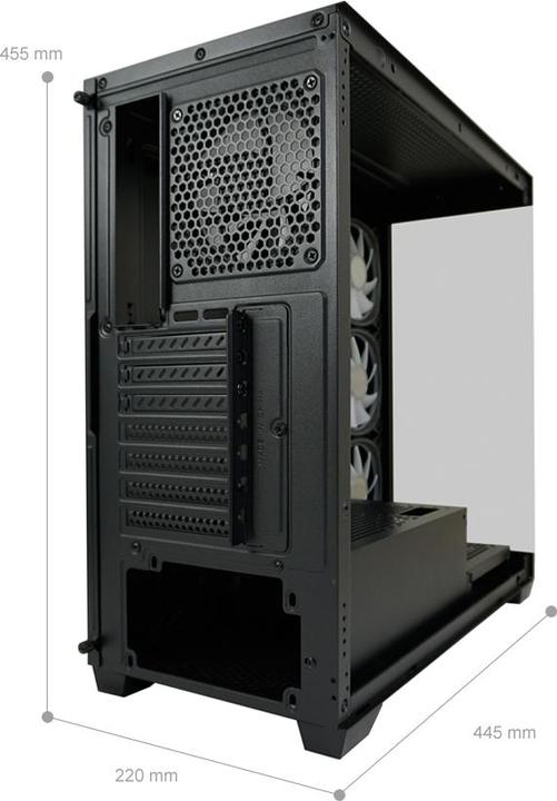 Image du produit LC-Power Boîtier MidiTower 715B black USB3.2/Audio,sans alimentation,SEAMLESS X (mATX, Mini-ITX, ATX)