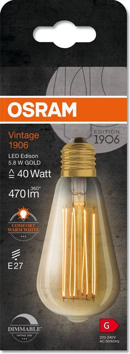 Immagine prodotto Osram Lampada vintage a LED (E27, 5.80 W, 470 lm, 4 x, G)