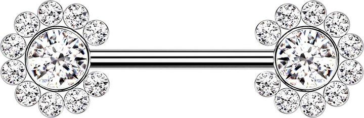 Immagine prodotto Star Piercing Threadless Barbell silber Sonne mit Kristallen silber (senza ottone, Acciaio chirurgico 316L)