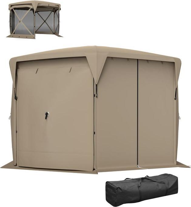 Produktbild Swisshandel24 Faltpavillon sechseckig ca. 3,5x3m mit abnehmbaren Dach Wasserdicht, Khaki (345 cm, 300 cm)