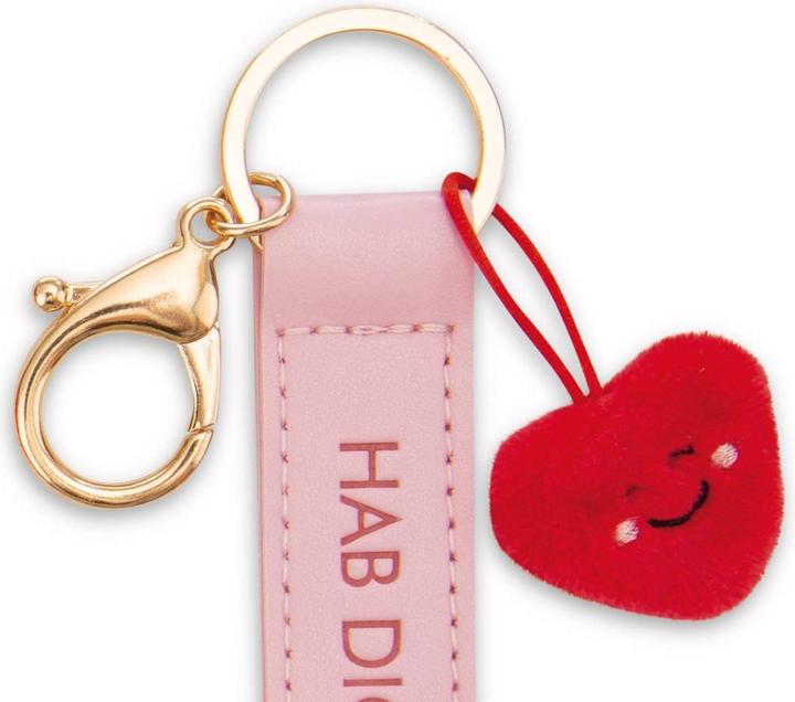 Produktbild Magni NICI Schlüsselanhänger Hab dich lieb! Kunstlederband mit Herz rosa 10cm