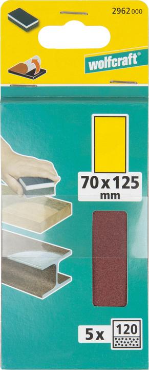 Image du produit wolfcraft wolfcraft 5 frottoirs auto-agrippants corindon K60 70x125mm (P60)
