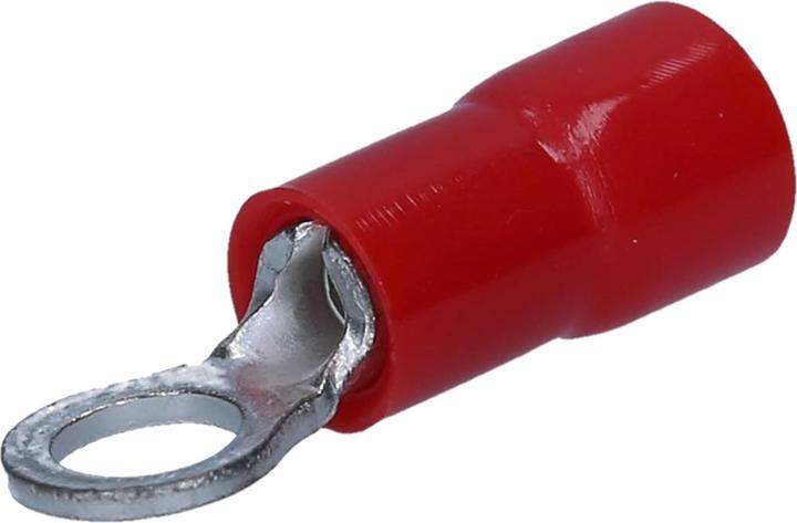 Kalitec 100 Stück RKSRM4 Ringkabelschuh 0,5-1mm² I teilisoliert M4 rot I Kupfer I PVC Kragen I zum V