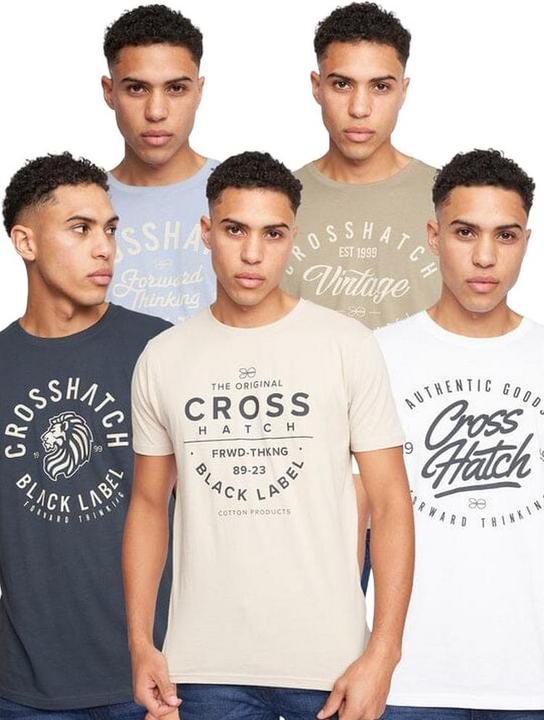 Immagine prodotto Crosshatch Fellmire Maglietta Design Assortiti Uomo Misura Confezione 5 (S)